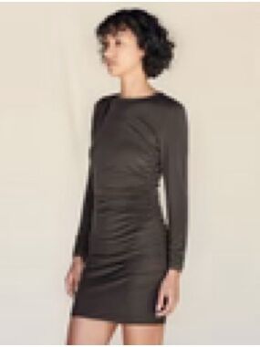 Sundry Ruched Long Sleeve Mini Dress